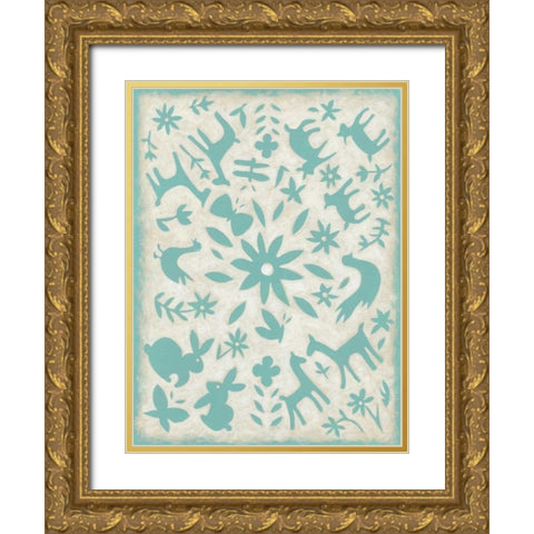 Spring Otomi III Gold Ornate Wood Framed Art Print with Double Matting by Zarris, Chariklia