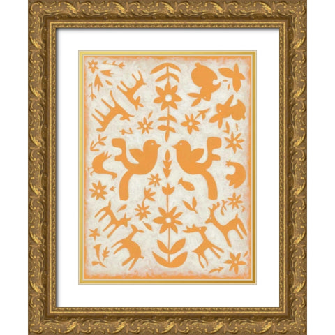 Spring Otomi IV Gold Ornate Wood Framed Art Print with Double Matting by Zarris, Chariklia