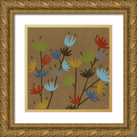 Retro Blossoms II Gold Ornate Wood Framed Art Print with Double Matting by Zarris, Chariklia