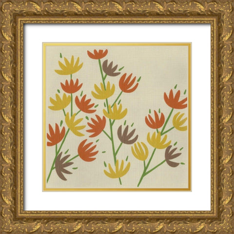 Retro Blossoms III Gold Ornate Wood Framed Art Print with Double Matting by Zarris, Chariklia