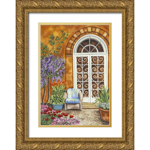 Tuscan Veranda I Gold Ornate Wood Framed Art Print with Double Matting by Vitaletti, Carolee