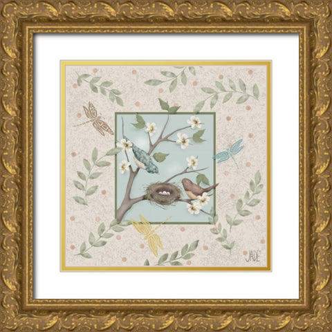 Whimsical Birds II Gold Ornate Wood Framed Art Print with Double Matting by Reynolds, Jade