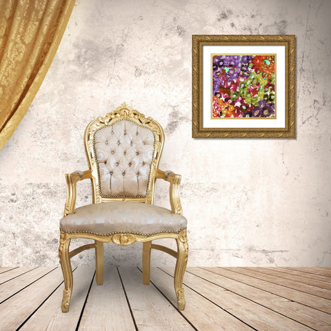 Floral Barrage I Gold Ornate Wood Framed Art Print with Double Matting by Burghardt, James