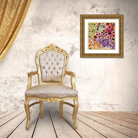 Floral Barrage IV Gold Ornate Wood Framed Art Print with Double Matting by Burghardt, James