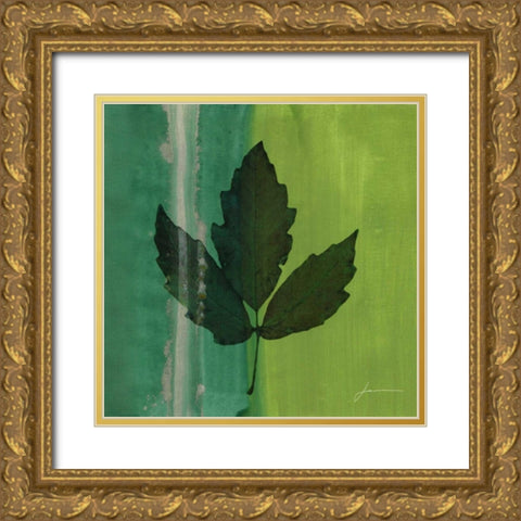Silver Leaf Tile II Gold Ornate Wood Framed Art Print with Double Matting by Burghardt, James