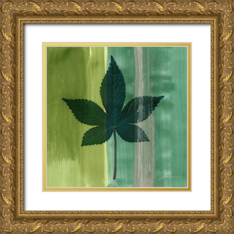 Silver Leaf Tile IV Gold Ornate Wood Framed Art Print with Double Matting by Burghardt, James