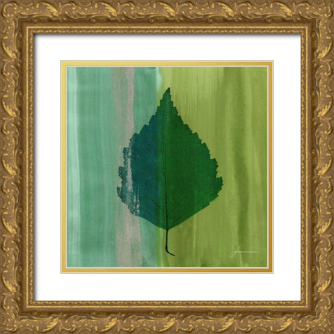 Silver Leaf Tile VI Gold Ornate Wood Framed Art Print with Double Matting by Burghardt, James