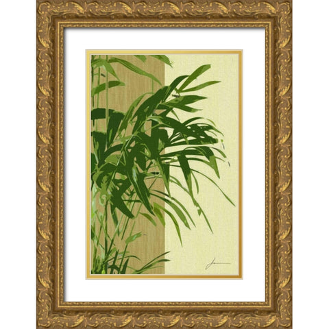 Painted Contrast Leaves I Gold Ornate Wood Framed Art Print with Double Matting by Burghardt, James