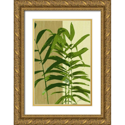Painted Contrast Leaves II Gold Ornate Wood Framed Art Print with Double Matting by Burghardt, James