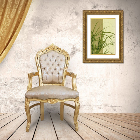 Painted Contrast Leaves III Gold Ornate Wood Framed Art Print with Double Matting by Burghardt, James