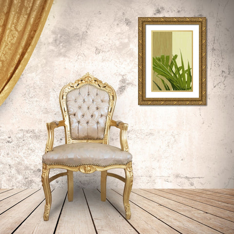 Painted Contrast Leaves IV Gold Ornate Wood Framed Art Print with Double Matting by Burghardt, James