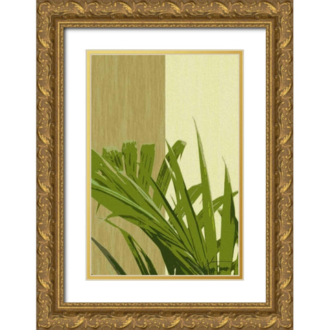 Painted Contrast Leaves IV Gold Ornate Wood Framed Art Print with Double Matting by Burghardt, James