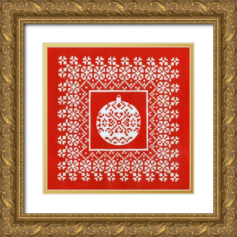 Fair Isle Snowflake III Gold Ornate Wood Framed Art Print with Double Matting by Zarris, Chariklia