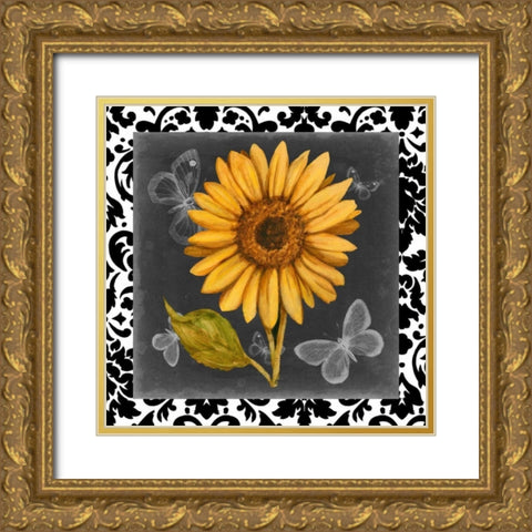 Ornate Sunflowers I Gold Ornate Wood Framed Art Print with Double Matting by Harper, Ethan