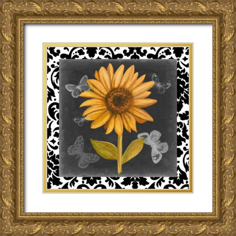 Ornate Sunflowers II Gold Ornate Wood Framed Art Print with Double Matting by Harper, Ethan