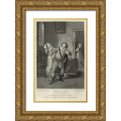 Twelth Night Gold Ornate Wood Framed Art Print with Double Matting by Unknown