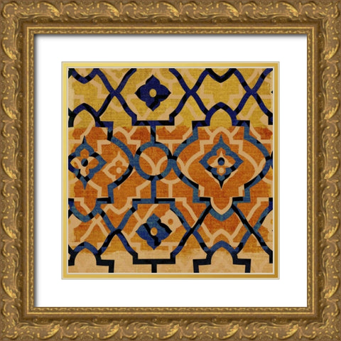 Morocco Tile V Gold Ornate Wood Framed Art Print with Double Matting by Mountain, Ricki