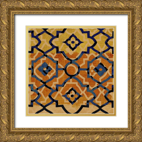 Morocco Tile VI Gold Ornate Wood Framed Art Print with Double Matting by Mountain, Ricki