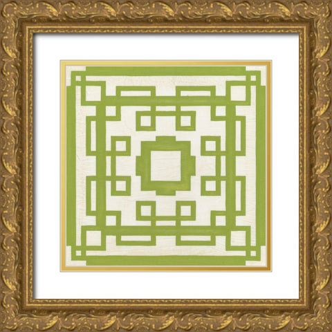 Maze Motif VII Gold Ornate Wood Framed Art Print with Double Matting by Vess, June Erica