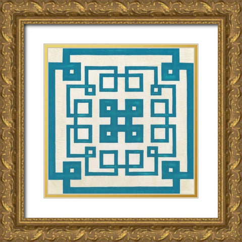 Maze Motif VIII Gold Ornate Wood Framed Art Print with Double Matting by Vess, June Erica
