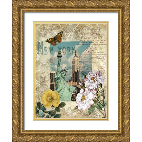 Eternal New York Gold Ornate Wood Framed Art Print with Double Matting by White, Abby