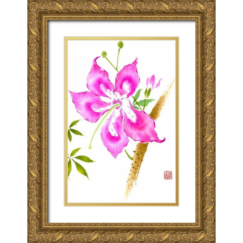 Hibiscus Flower II Gold Ornate Wood Framed Art Print with Double Matting by Rae, Nan