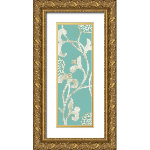 2-Up Teal Vine I Gold Ornate Wood Framed Art Print with Double Matting by Wyatt Jr., Norman