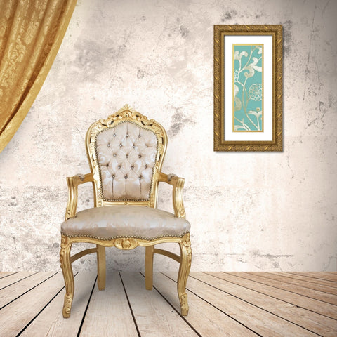 2-Up Teal Vine II Gold Ornate Wood Framed Art Print with Double Matting by Wyatt Jr., Norman