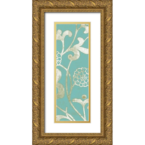 2-Up Teal Vine II Gold Ornate Wood Framed Art Print with Double Matting by Wyatt Jr., Norman