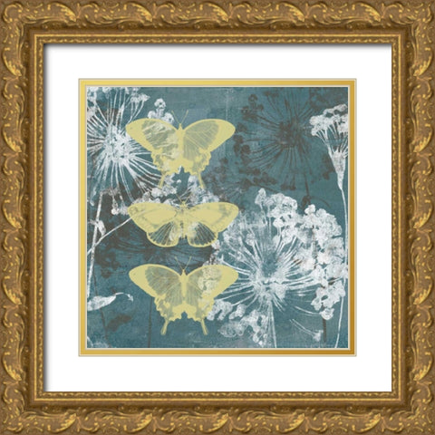 Indigo and Wings I Gold Ornate Wood Framed Art Print with Double Matting by Goldberger, Jennifer