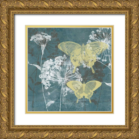 Indigo and Wings II Gold Ornate Wood Framed Art Print with Double Matting by Goldberger, Jennifer