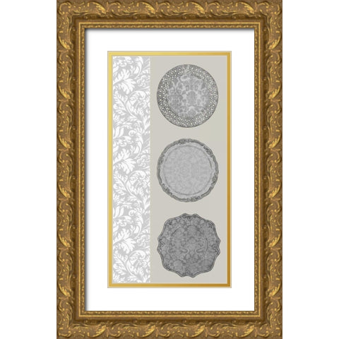 Linear Tableware I Gold Ornate Wood Framed Art Print with Double Matting by Vess, June Erica
