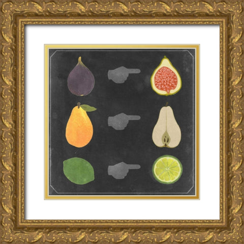 Blackboard Fruit I Gold Ornate Wood Framed Art Print with Double Matting by Vision Studio