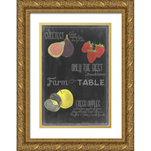 Blackboard Fruit III Gold Ornate Wood Framed Art Print with Double Matting by Vision Studio