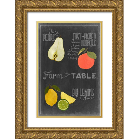 Blackboard Fruit IV Gold Ornate Wood Framed Art Print with Double Matting by Vision Studio