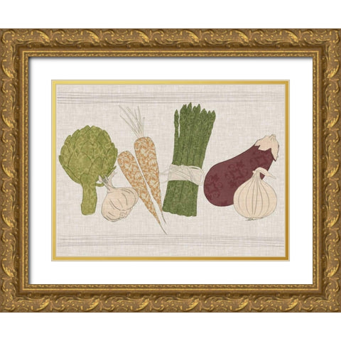 Contour Fruits and Veggies II Gold Ornate Wood Framed Art Print with Double Matting by Vision Studio