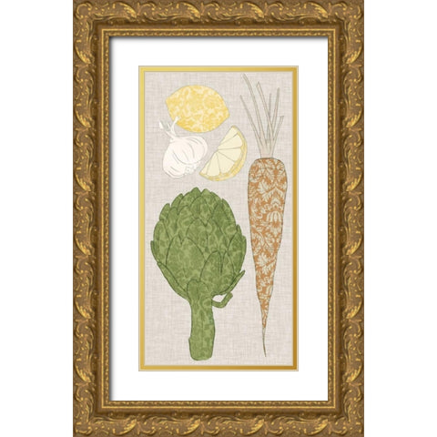 Contour Fruits and Veggies VI Gold Ornate Wood Framed Art Print with Double Matting by Vision Studio