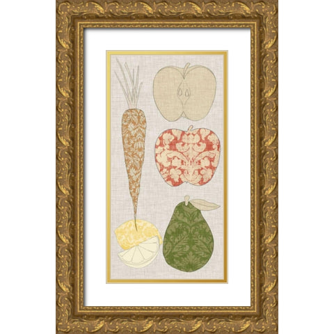 Contour Fruits and Veggies VII Gold Ornate Wood Framed Art Print with Double Matting by Vision Studio