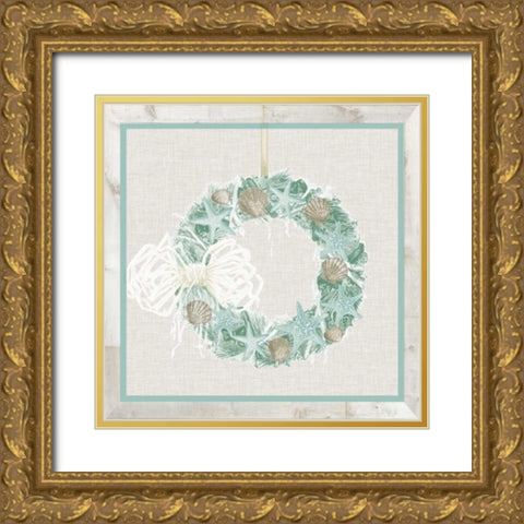 Coastal Christmas I Gold Ornate Wood Framed Art Print with Double Matting by Vision Studio