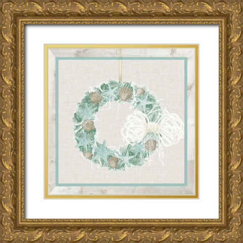 Coastal Christmas II Gold Ornate Wood Framed Art Print with Double Matting by Vision Studio