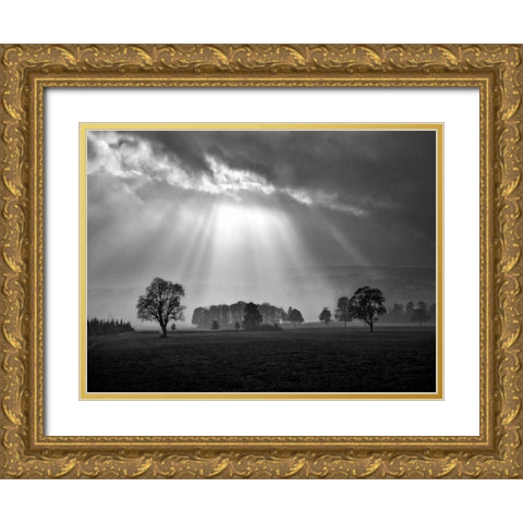 Cloud Burst Gold Ornate Wood Framed Art Print with Double Matting by Henson, Martin