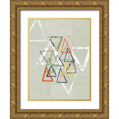 Stamped Triangles I Gold Ornate Wood Framed Art Print with Double Matting by Goldberger, Jennifer