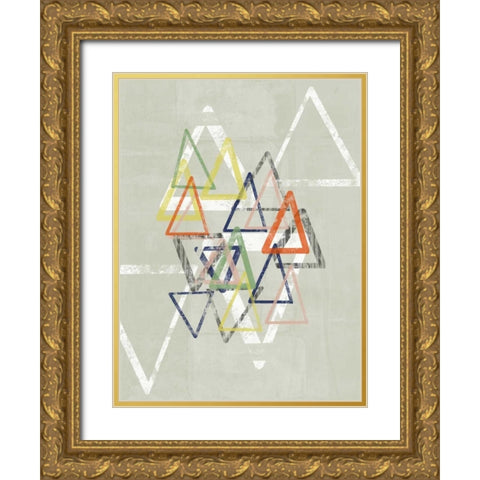 Stamped Triangles II Gold Ornate Wood Framed Art Print with Double Matting by Goldberger, Jennifer