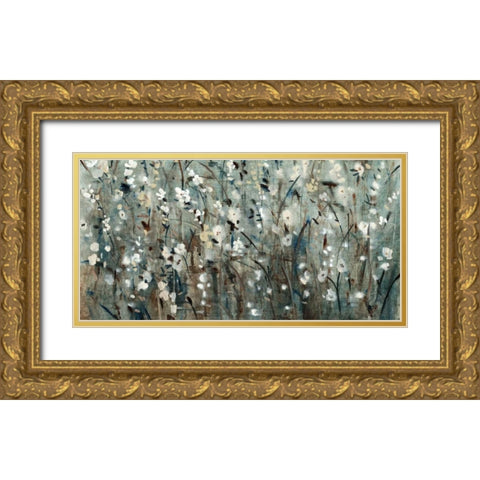 White Blooms with Navy II Gold Ornate Wood Framed Art Print with Double Matting by OToole, Tim