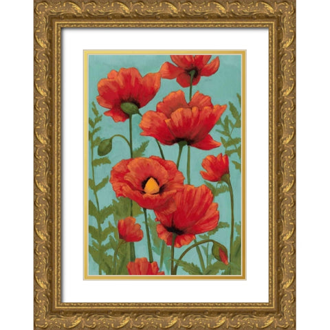 Poppy Promenade II Gold Ornate Wood Framed Art Print with Double Matting by Popp, Grace