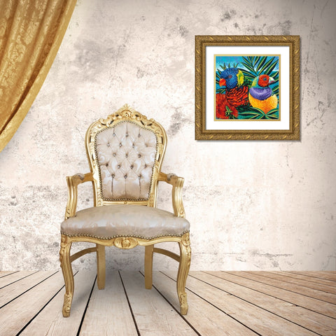 Birds in Paradise II Gold Ornate Wood Framed Art Print with Double Matting by Vitaletti, Carolee