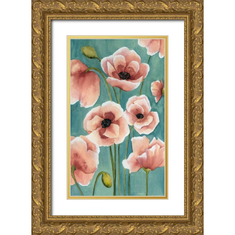 Freckled Poppies II Gold Ornate Wood Framed Art Print with Double Matting by Popp, Grace