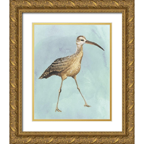Watercolor Beach Bird II Gold Ornate Wood Framed Art Print with Double Matting by Popp, Grace