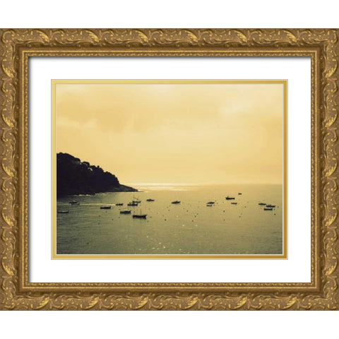 Sunset Harbour I Gold Ornate Wood Framed Art Print with Double Matting by Bell, Lillian