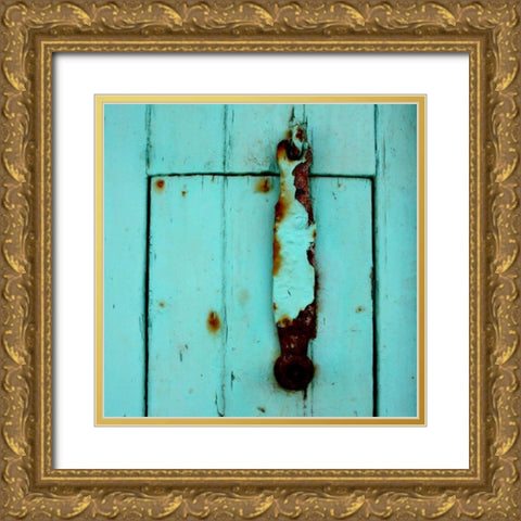 Rustic Turquoise Details I Gold Ornate Wood Framed Art Print with Double Matting by Bell, Lillian